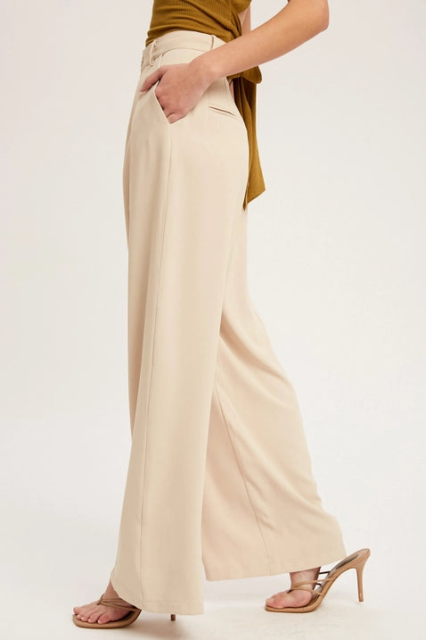 Pintuck Wide Leg Pants