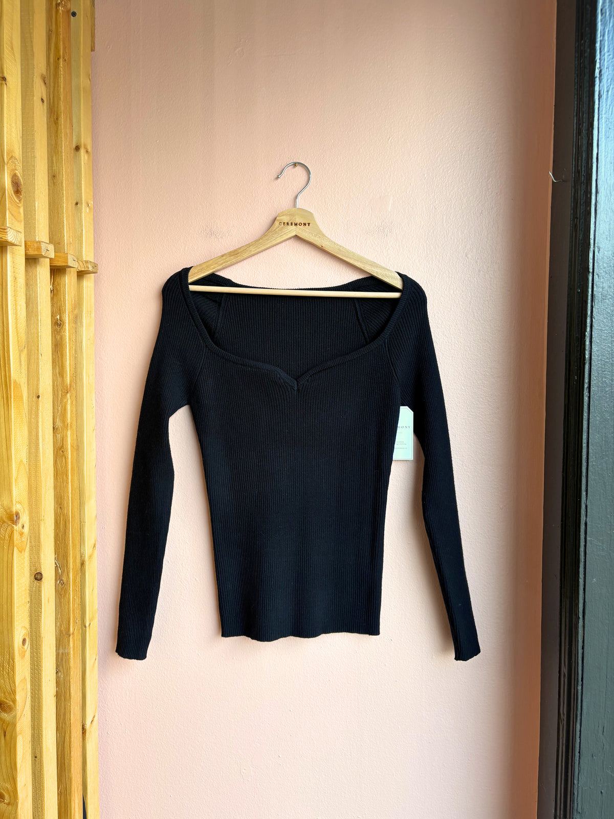 Elaine Portrait Neck Knit Top in Black