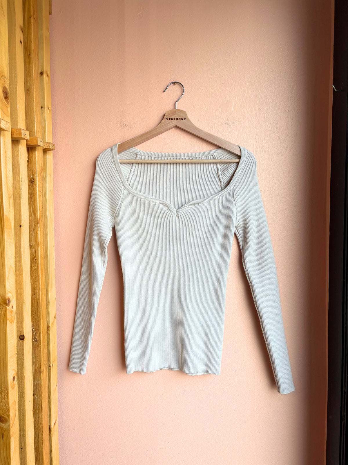 Elaine Portrait Neck Knit Top in Khaki