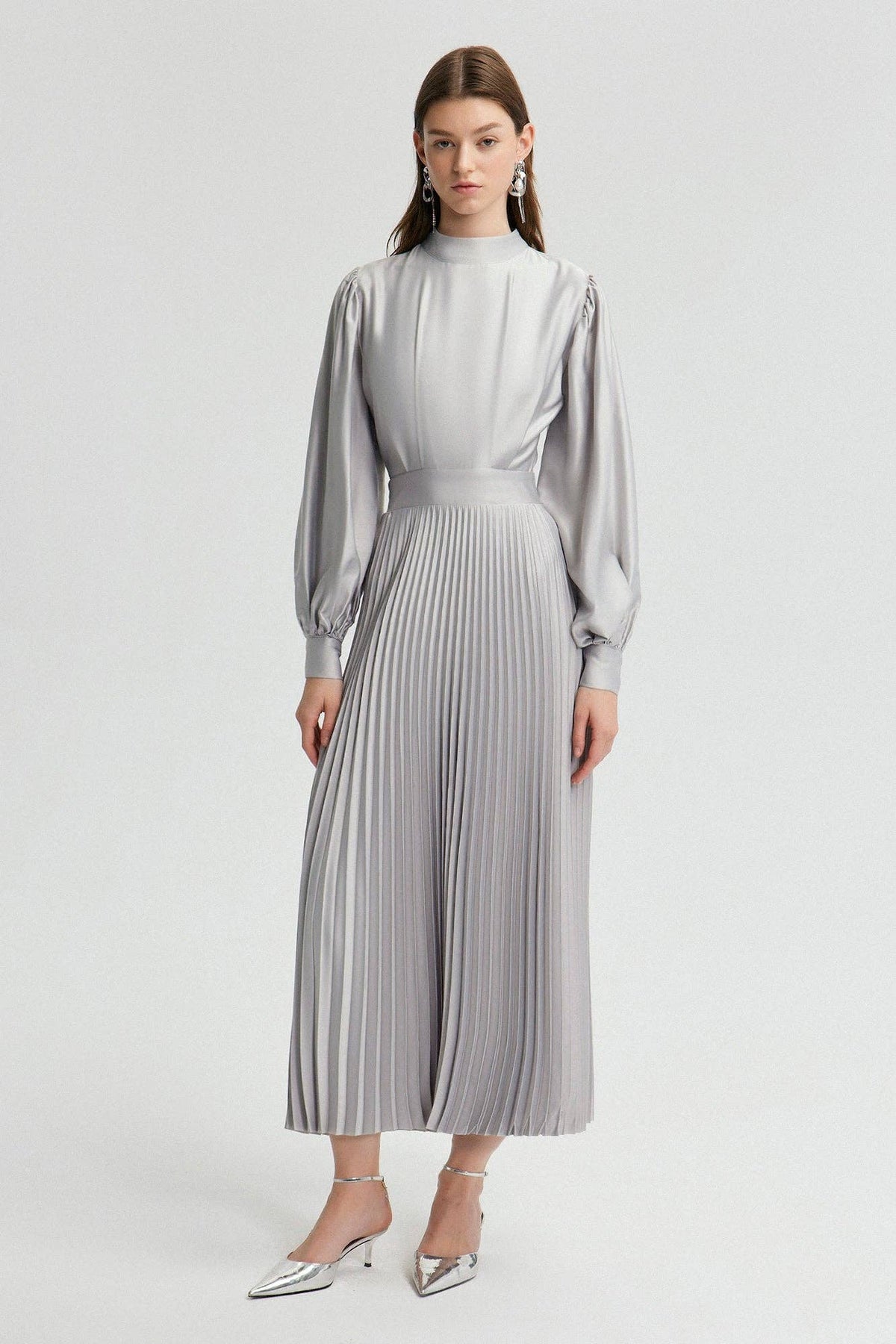 Glisten Pleated Satin Dress
