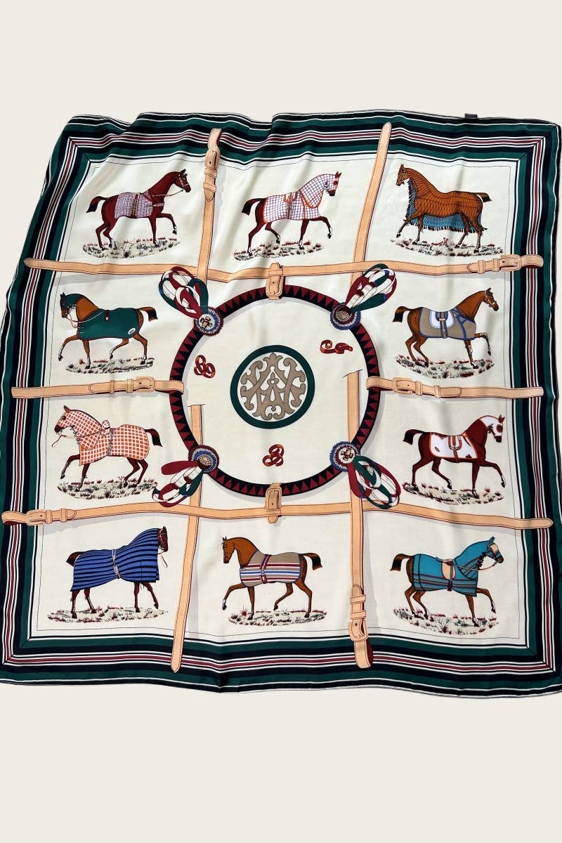 Equestrian Silk-Style Bandana – Multi-Style Horse Designs