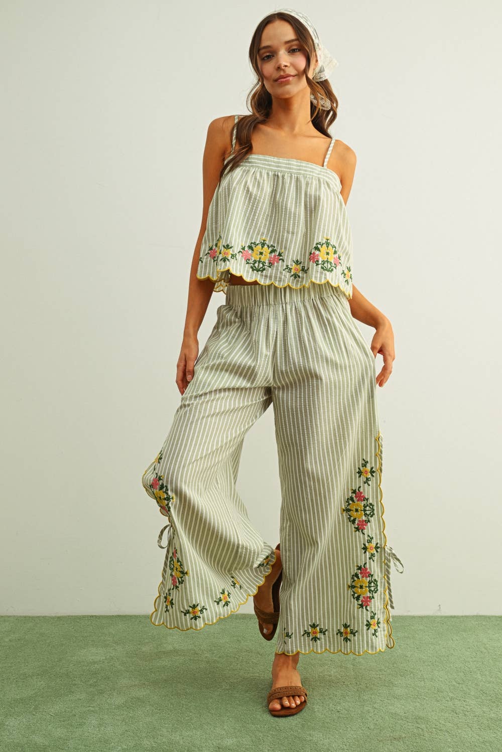 Leandra Embroidered Stripe Top