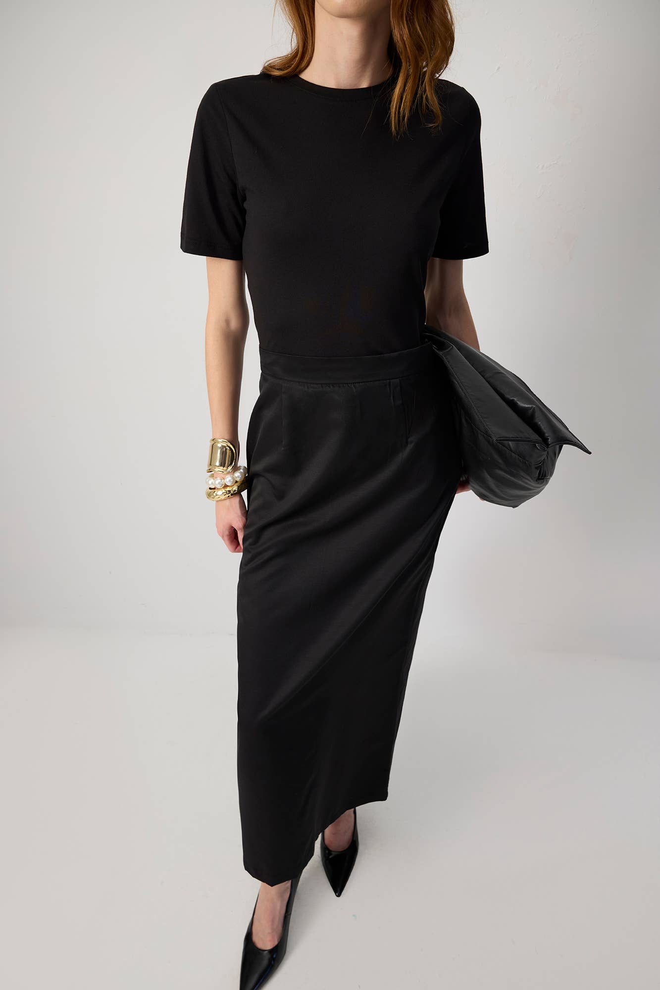 High-Waist MAXI PENCIL SKIRT / Black
