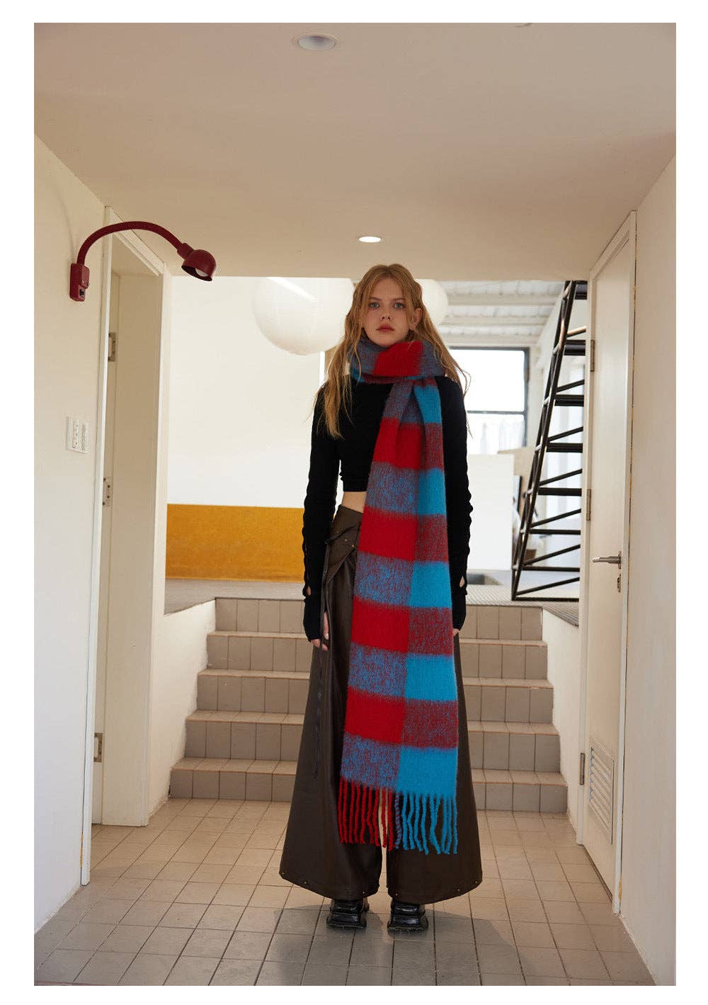 Red and Blue Plaid Scarf