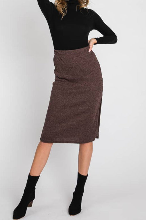 Thursday Ribbed Skirt in Mocha