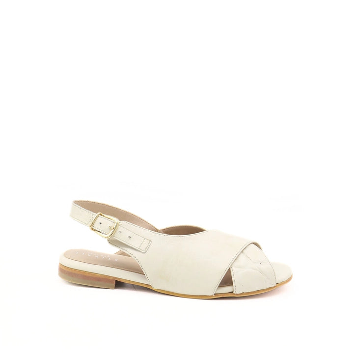 Roots Sandals in Ivory Croc Embossed Leather