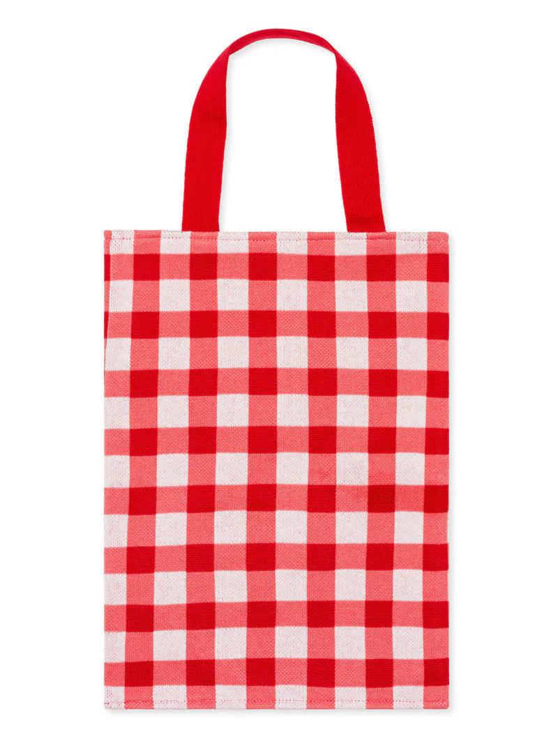 Knit Gingham Tote Bag