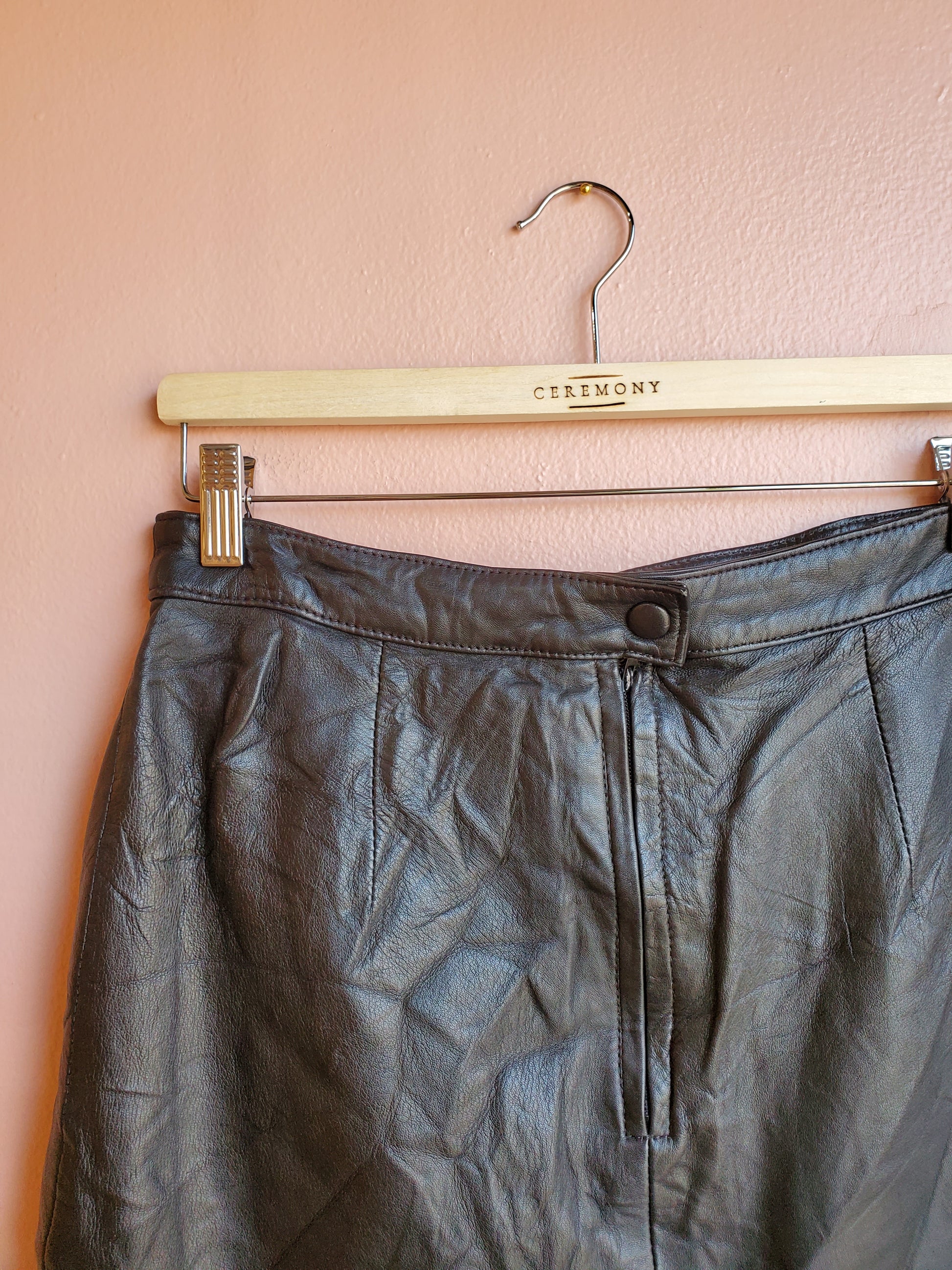 Leather Dynamics Black Miniskirt / Size 13/14