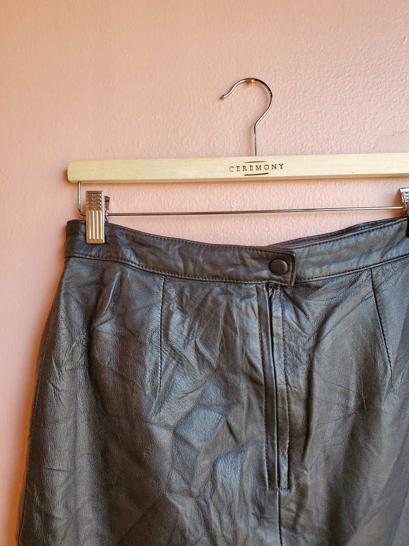 Leather Dynamics Black Miniskirt / Size 13/14