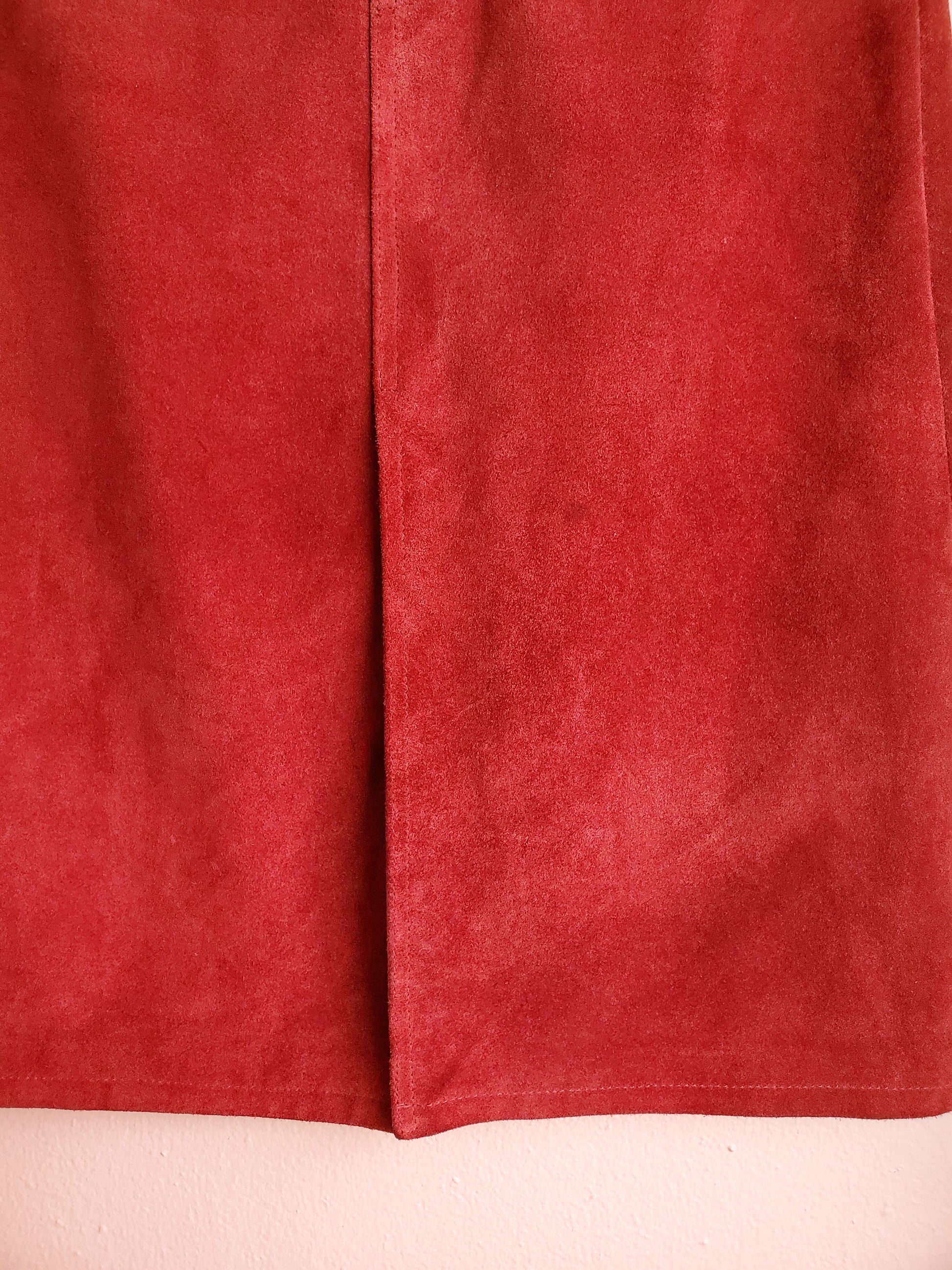 Gap Crimson Red Suede Leather Skirt / Size 4