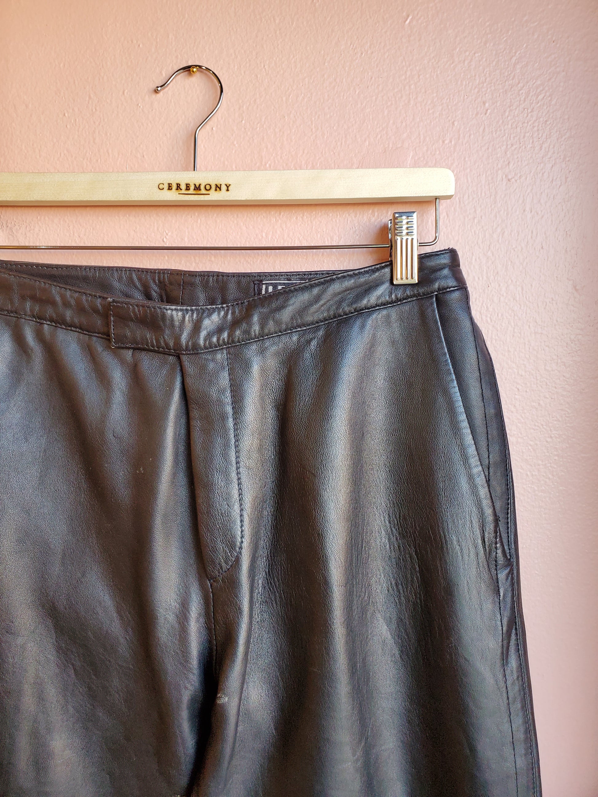 Leather Limited Black Trousers / Size 8