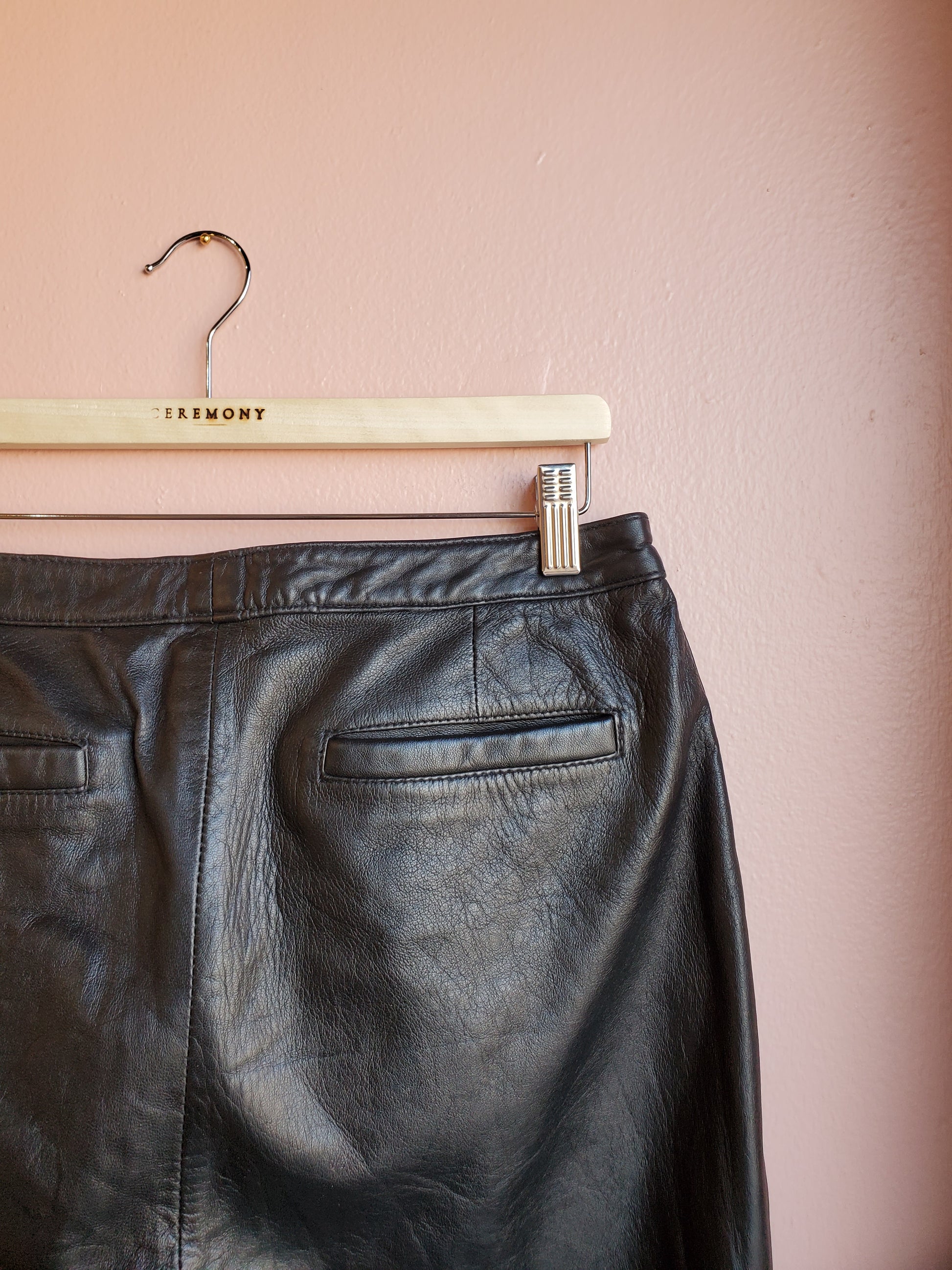 Leather Limited Black Trousers / Size 8