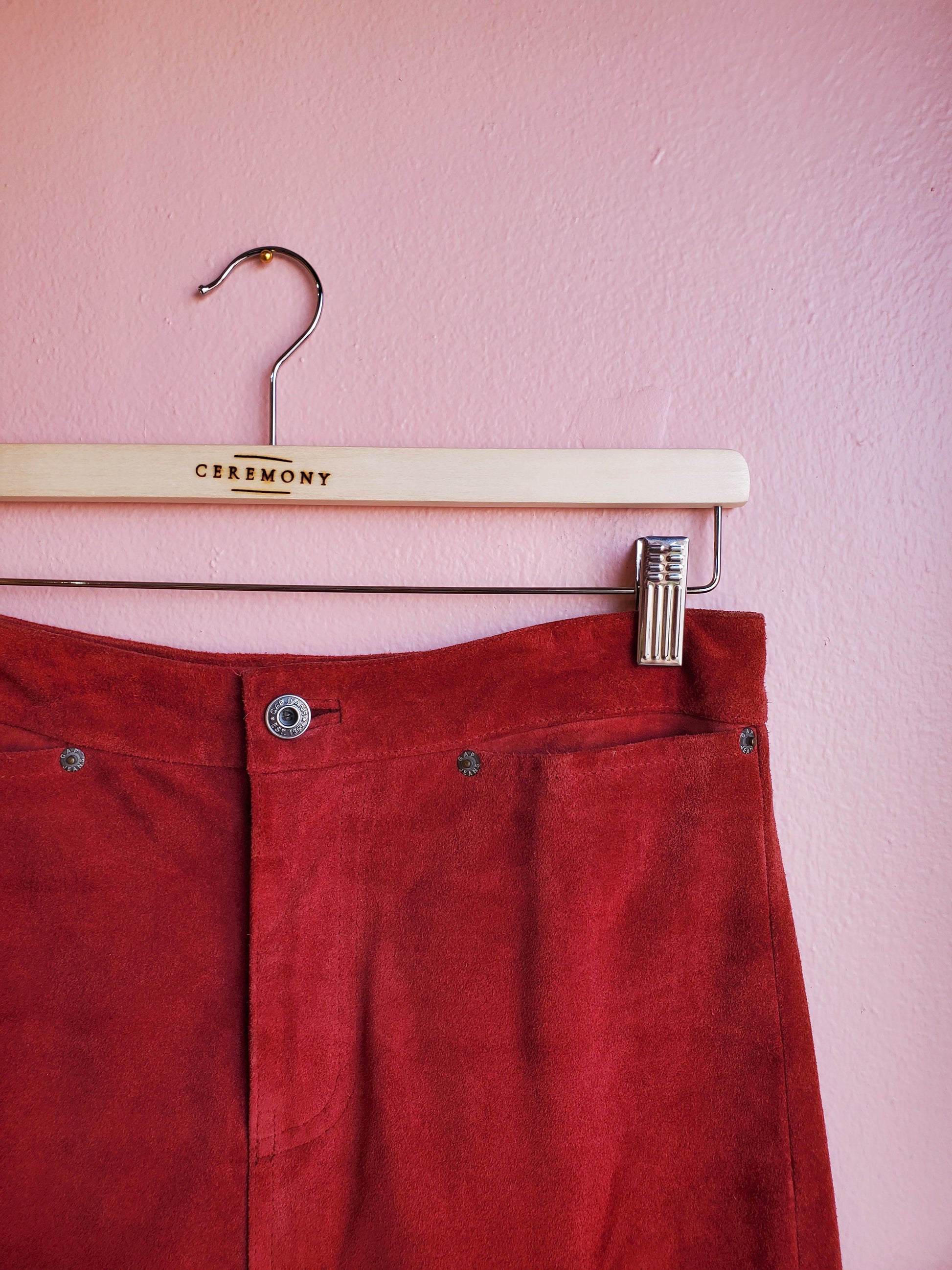 Gap Crimson Red Suede Leather Skirt / Size 4
