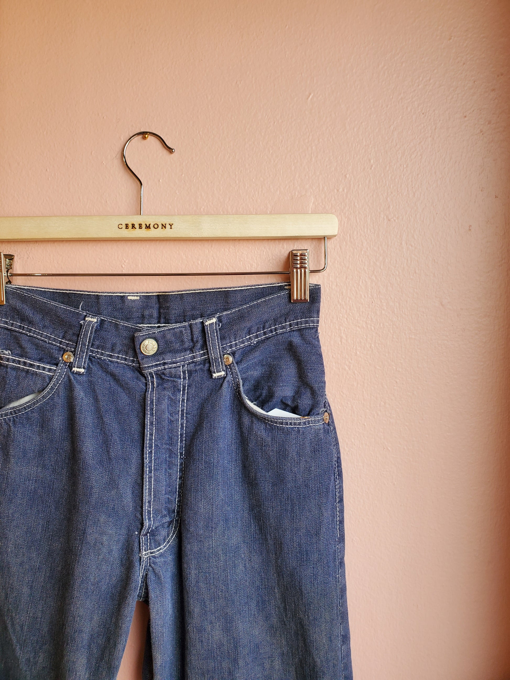 Vintage Farah Faded Dark Wash Jeans / Sz 4
