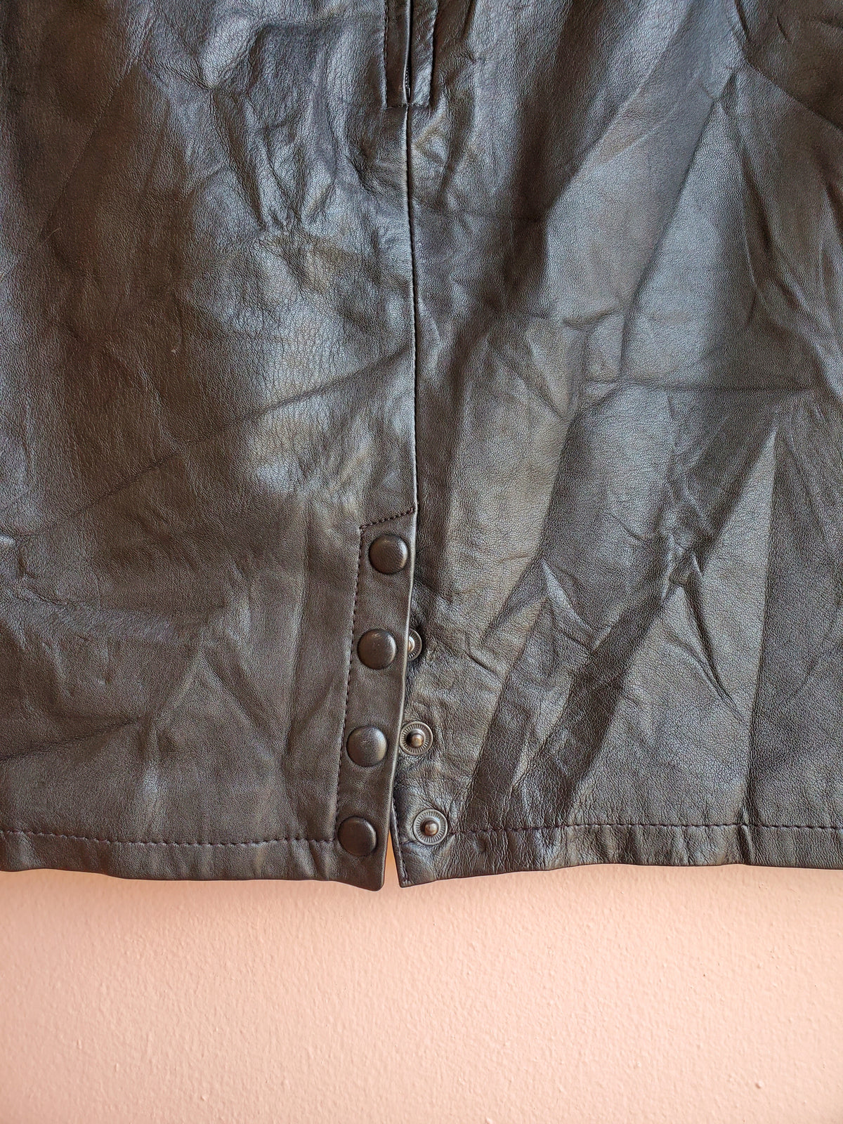 Leather Dynamics Black Miniskirt / Size 13/14