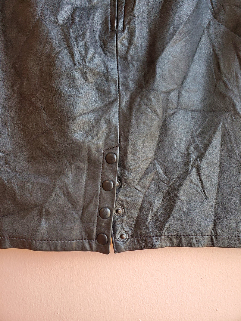 Leather Dynamics Black Miniskirt / Size 13/14