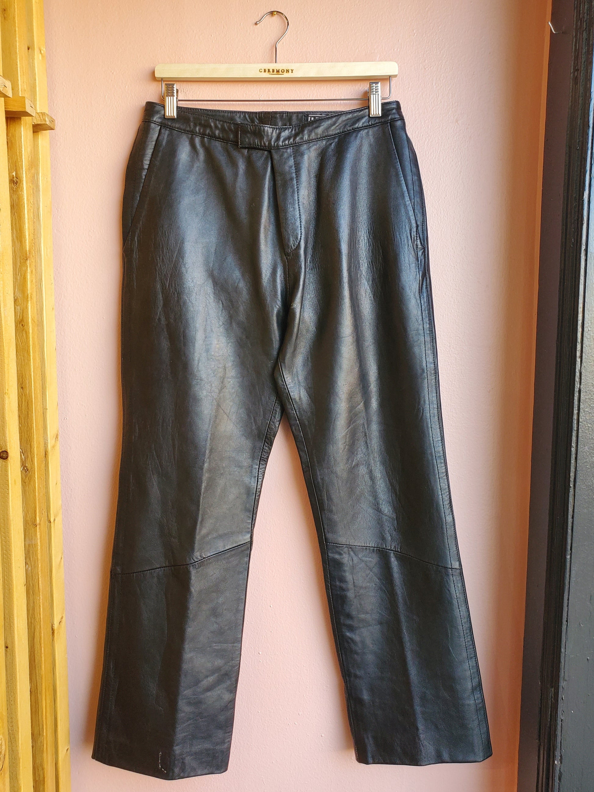Leather Limited Black Trousers / Size 8