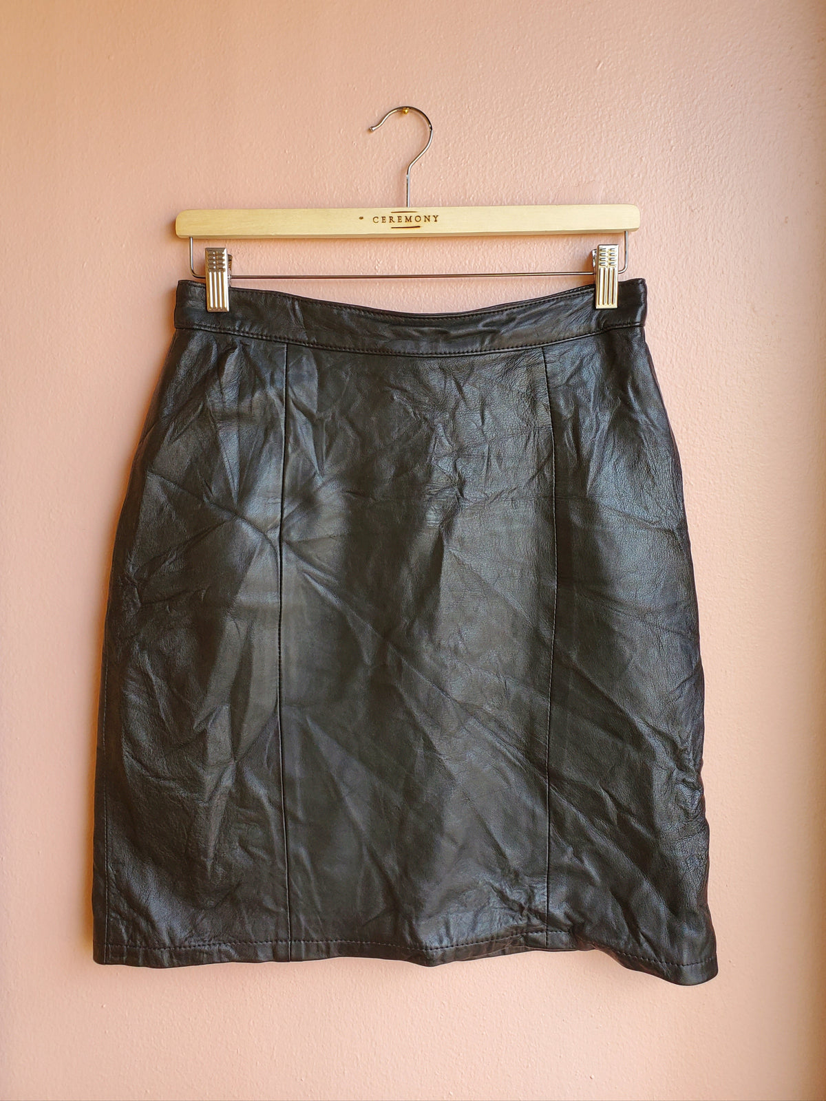 Leather Dynamics Black Miniskirt / Size 13/14