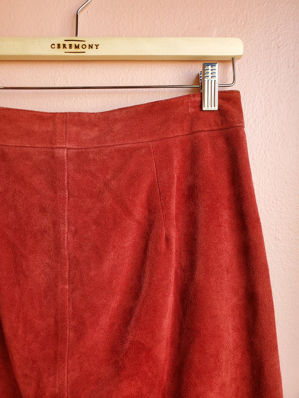 Phoenix Cherry Red Suede Leather Miniskirt / Size 7/8