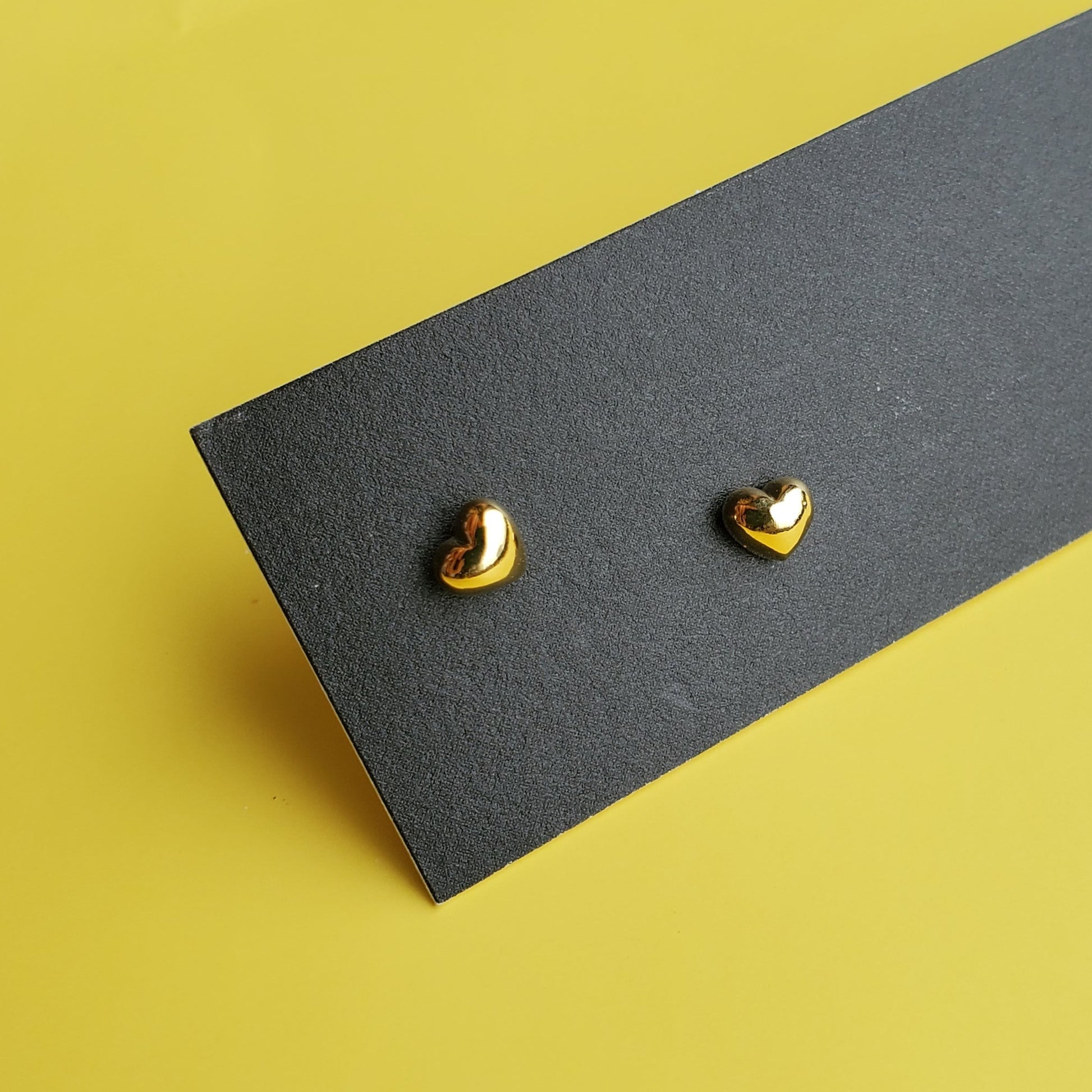 Gold Heart Stud Earrings