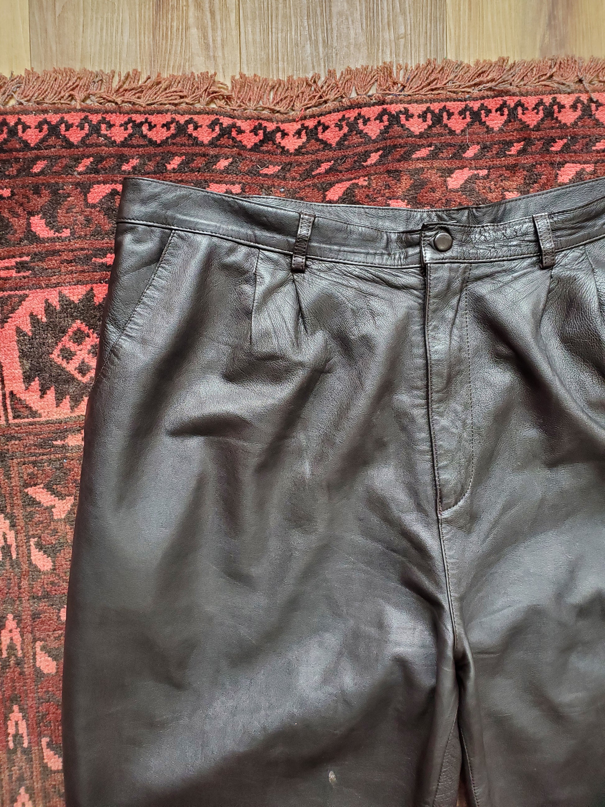 Claude Lamont Leather Black Pants / Size 44