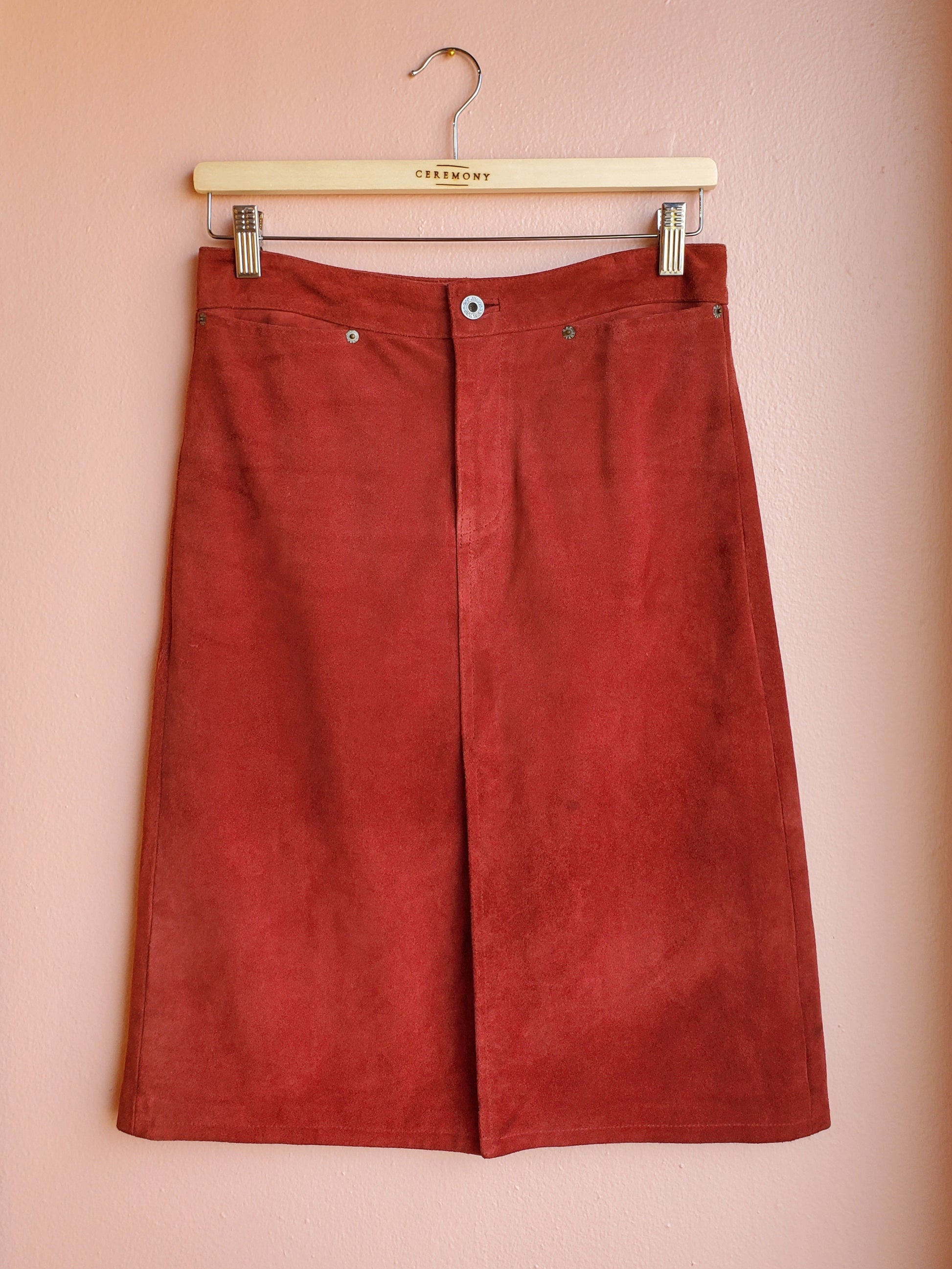 Gap Crimson Red Suede Leather Skirt / Size 4