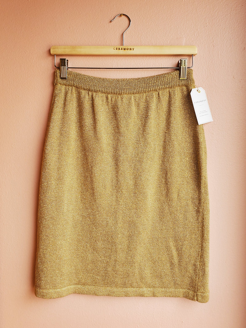 St. John Champagne Sparkle Knit Skirt / Size 4