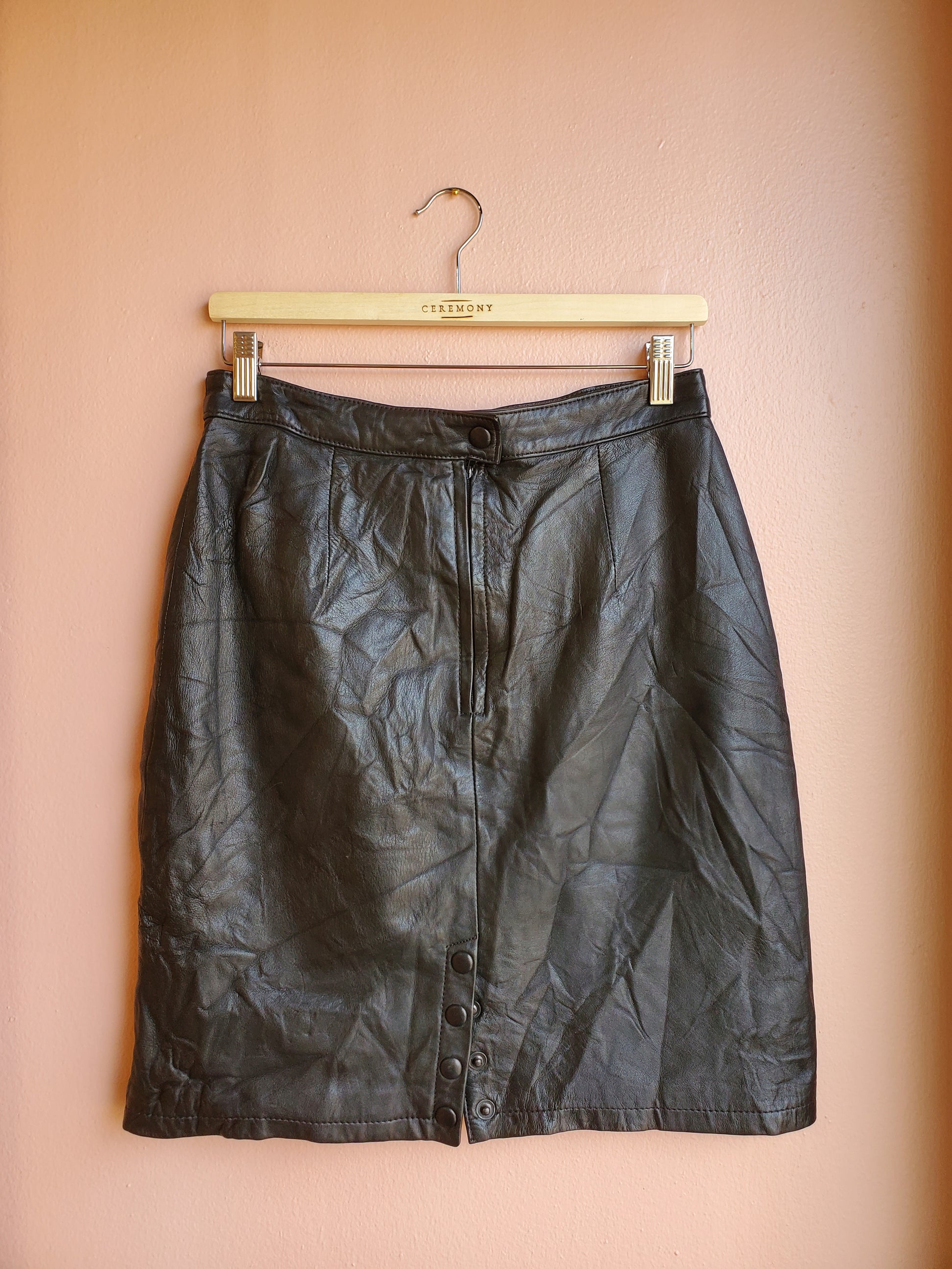 Leather Dynamics Black Miniskirt / Size 13/14