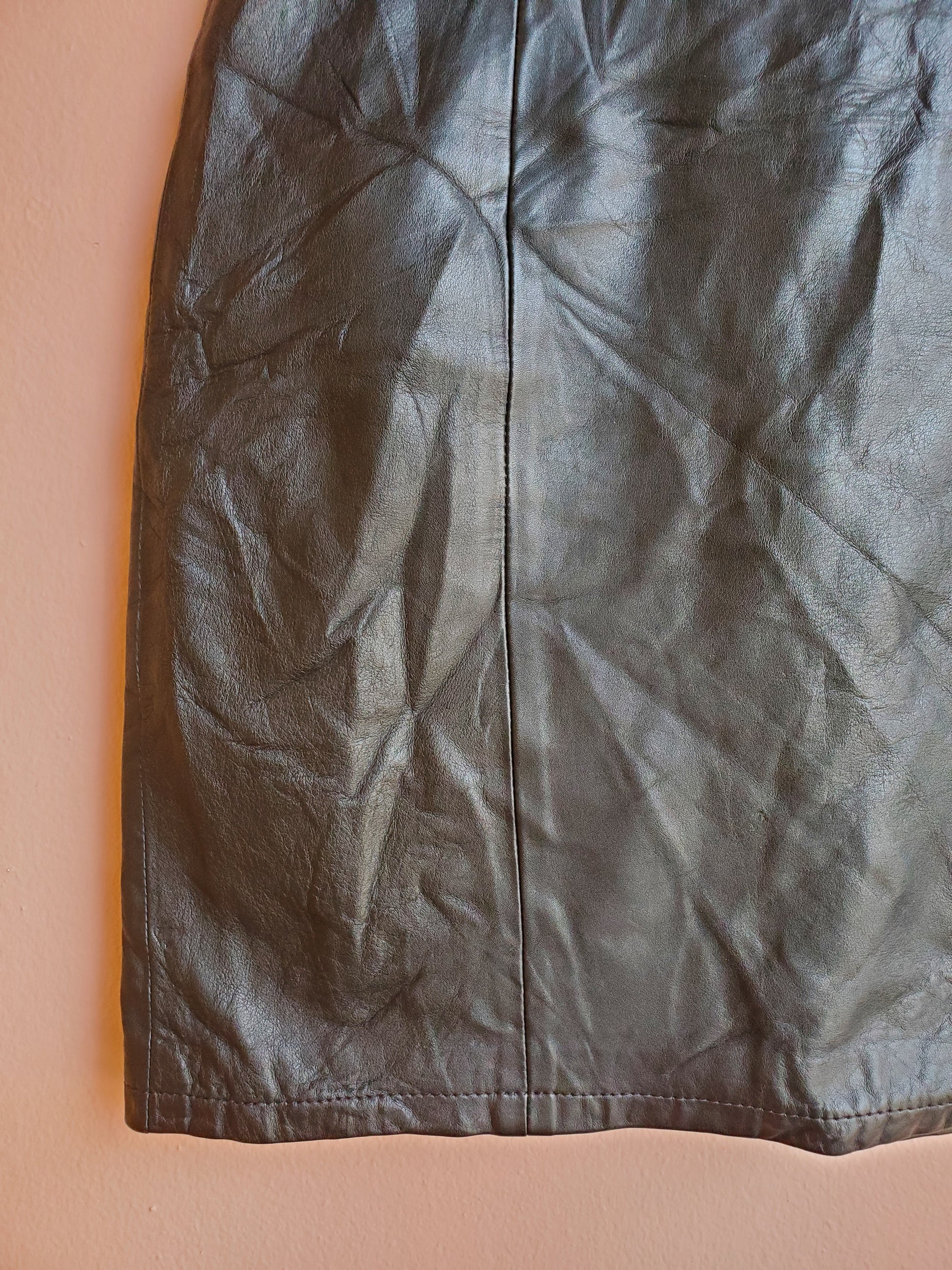 Leather Dynamics Black Miniskirt / Size 13/14