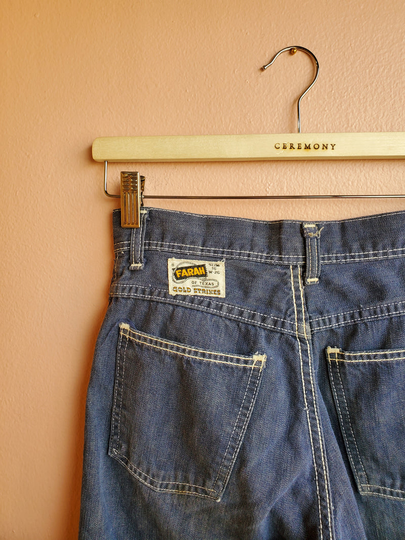 Vintage Farah Faded Dark Wash Jeans / Sz 4