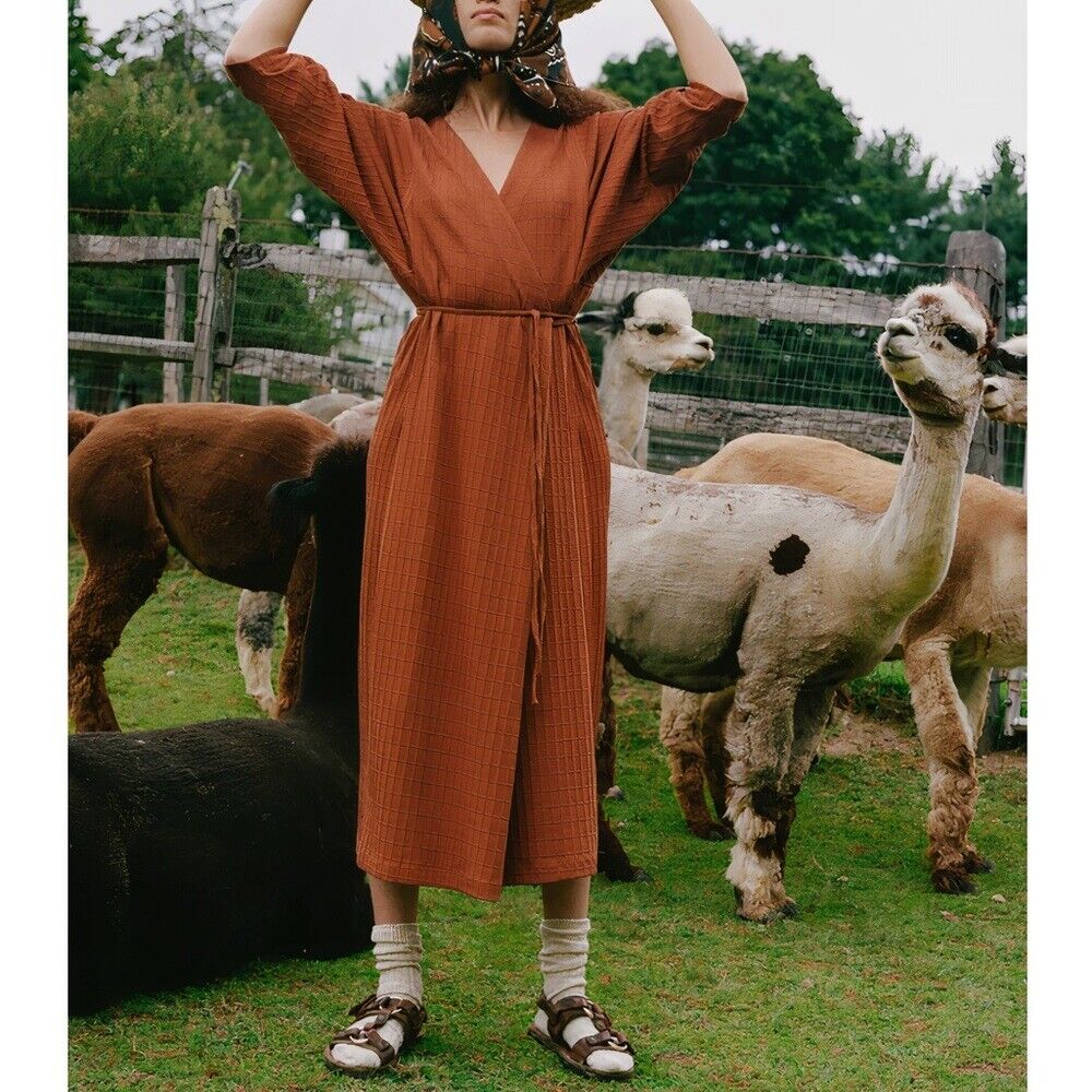 mara hoffman dress Mara Hoffman Tiffany Wrap Dress / Rust / Small