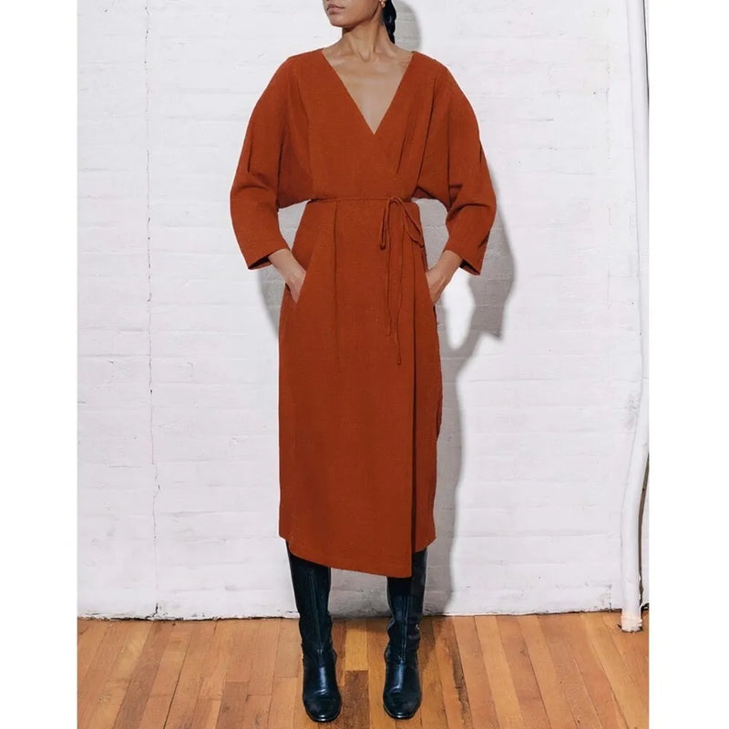 Mara Hoffman Tiffany Wrap Dress / Rust / Small