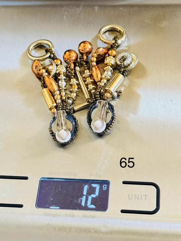 Chunky Beaded Metallic Glass Earrings