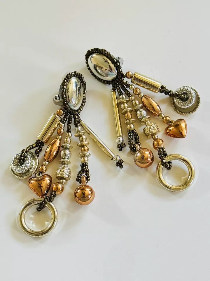 Chunky Beaded Metallic Glass Earrings