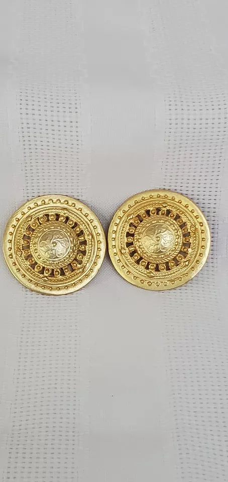 ETRUSCAN Byzantine Round Clip Earrings