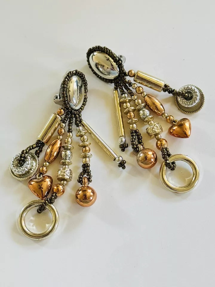 Chunky Beaded Metallic Glass Earrings