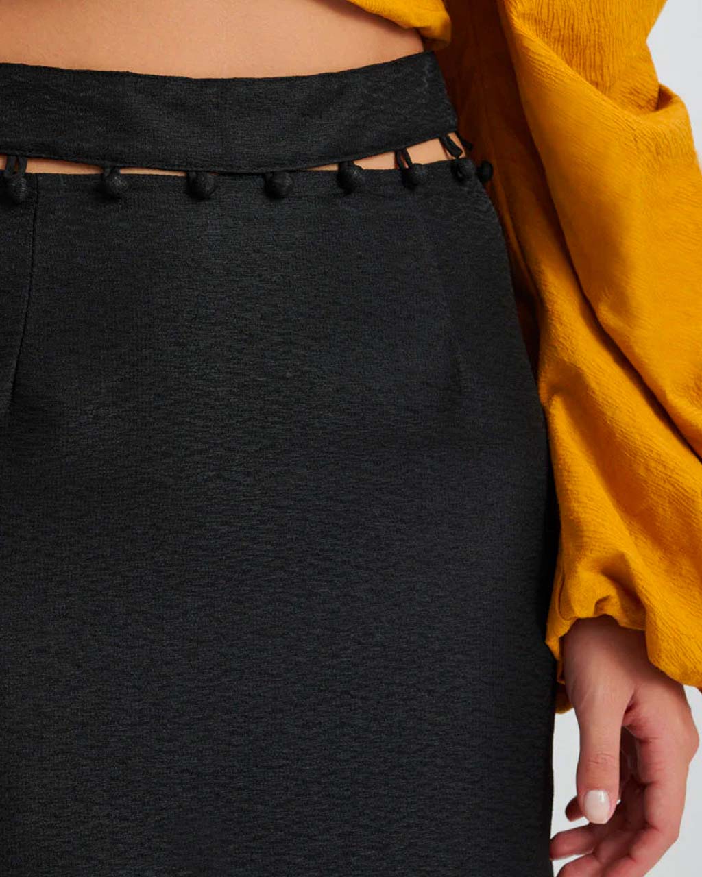 Tabitha Button-Up Midi Skirt in Black
