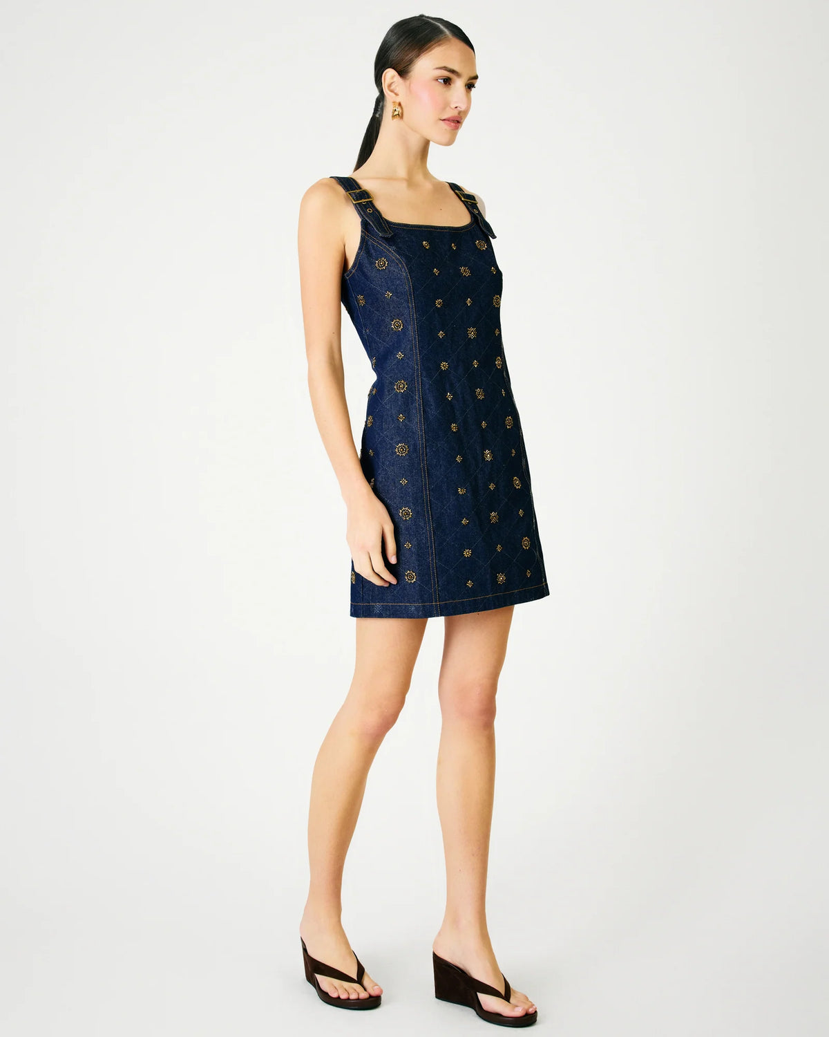 Attina Embroidered Denim Mini Dress